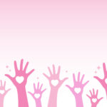 Vector illustration group of hand raise up many people with shape heart and copy space. International volunteer day and community service concept