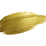 Gold paint brush stroke. Abstract gold glittering textured art illustration.