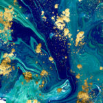 Marbled blue abstract background. Liquid marble pattern.